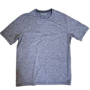 Johnston & Murphy Performance Blue Shirt‎ Stretch Short Sleeve Men's Size L